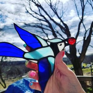 Stained Glass Blue Jay Suncatcher