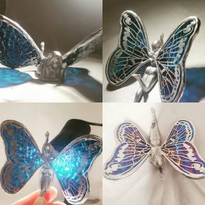 Cast Fairy with Your choice of color custom made Stained Glass Wings