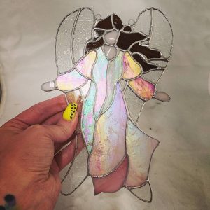 Stained Glass Angel with Downward Welcoming Arms