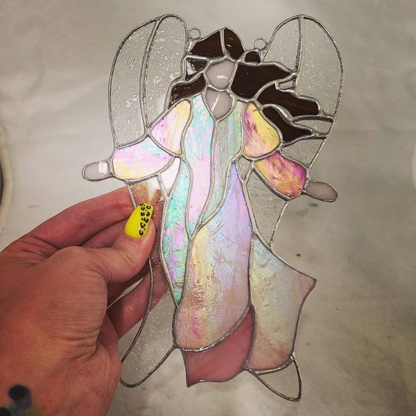 Stained Glass Angel with Downward Welcoming Arms