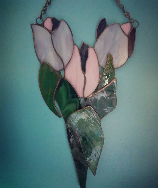 Stained Glass Tulip Trio Suncatcher - Image 2