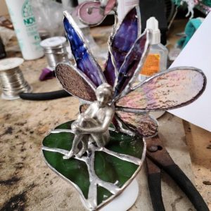 Stained Glass Fairy/nymph on a Water Lilly