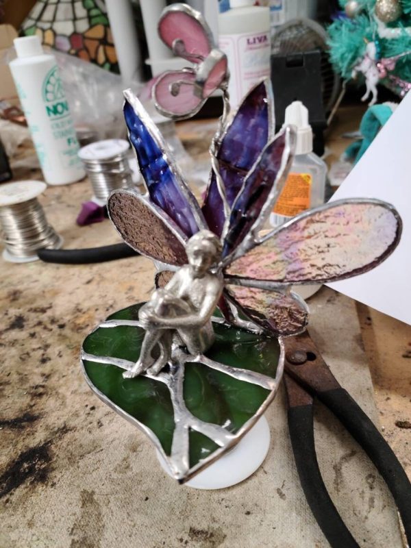 Stained Glass Fairy/nymph on a Water Lilly
