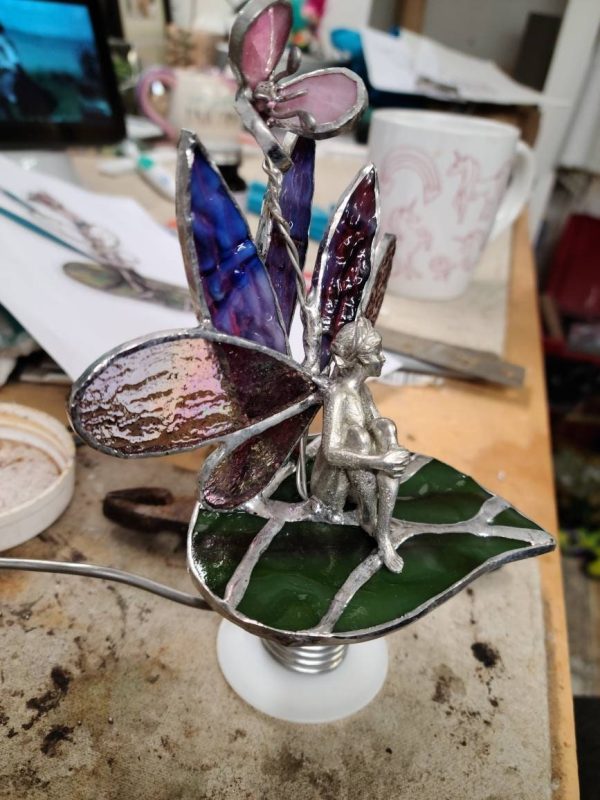 Stained Glass Fairy/nymph on a Water Lilly - Image 6