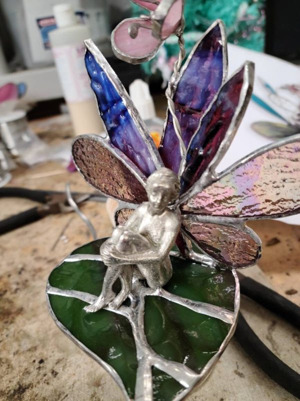 Stained Glass Fairy/nymph on a Water Lilly - Image 5
