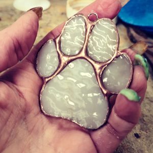 Stained Glass Mini Dog Paw Ornament