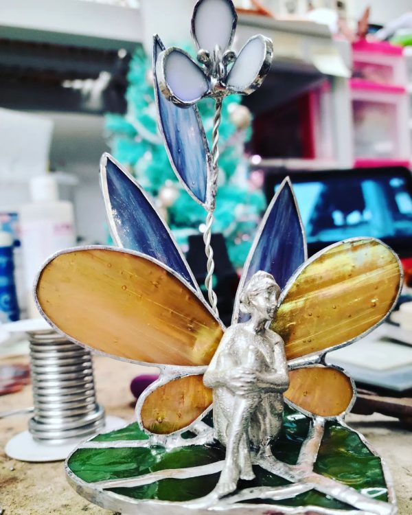 Stained Glass Fairy/nymph on a Water Lilly - Image 3