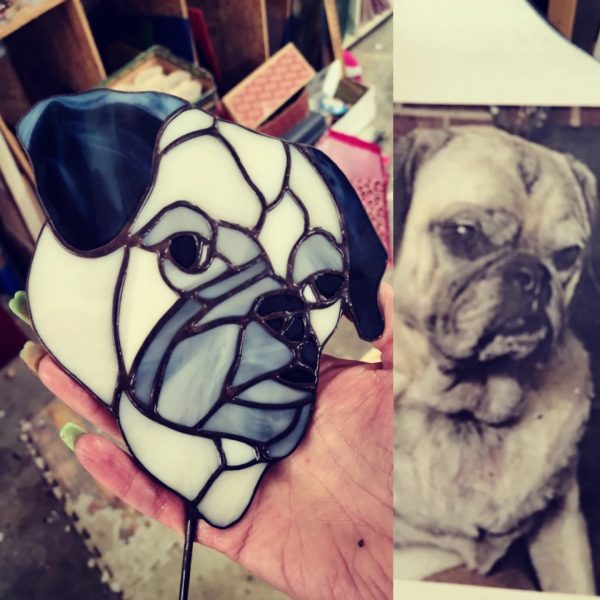 Custom Drawn Stained Glass Pet Portrait