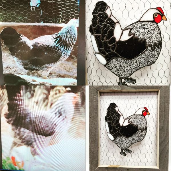 Custom Made Stained Glass Chicken Framed - Image 5