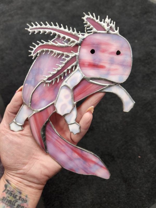 Stained Glass Axolotl Suncatcher - Image 2