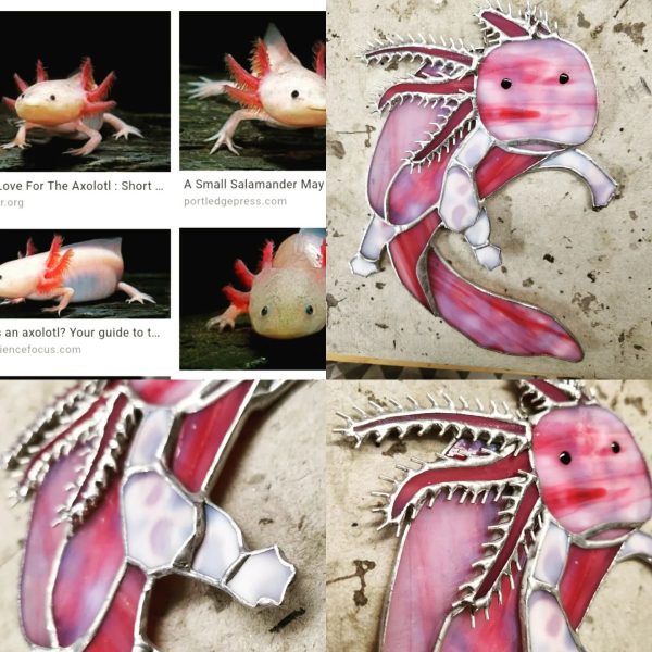 Stained Glass Axolotl Suncatcher