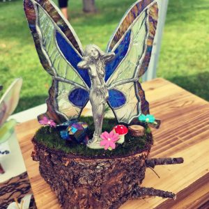 Mounted Cast Fairy with Stained Glass Wings