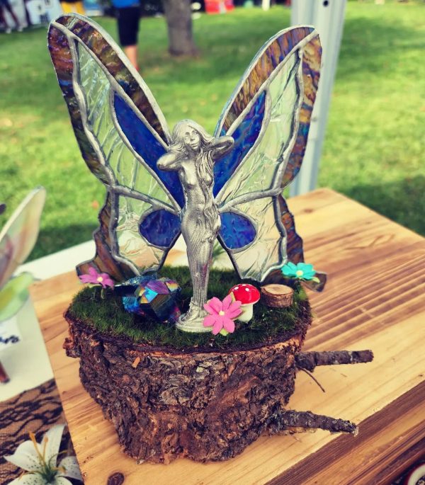 Mounted Cast Fairy with Stained Glass Wings
