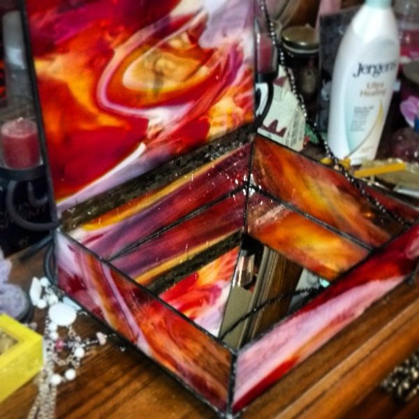 Customized one of a Kind Stained Glass Wedding Box with Invitation Inlay. - Image 7