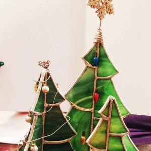 Decorated 3D Stained Glass Christmas Tree