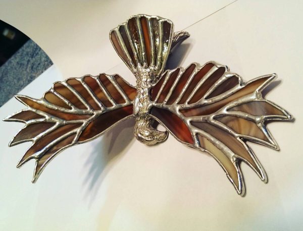 Perched Eagle with Stained Glass Wings - Image 3