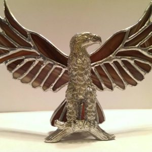 Perched Eagle with Stained Glass Wings