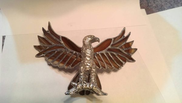 Perched Eagle with Stained Glass Wings - Image 2