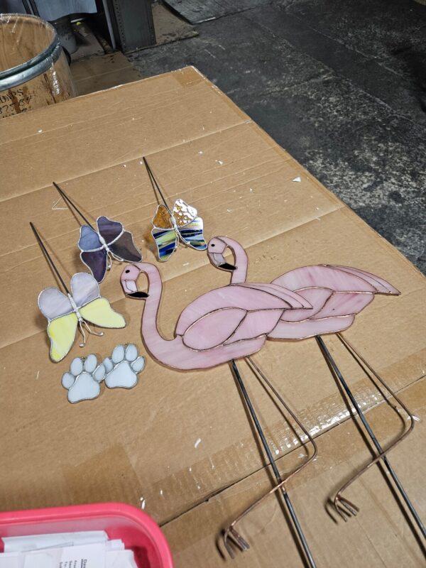 Jumbo Stained Glass Pink Flamingo Garden Stake - Image 6