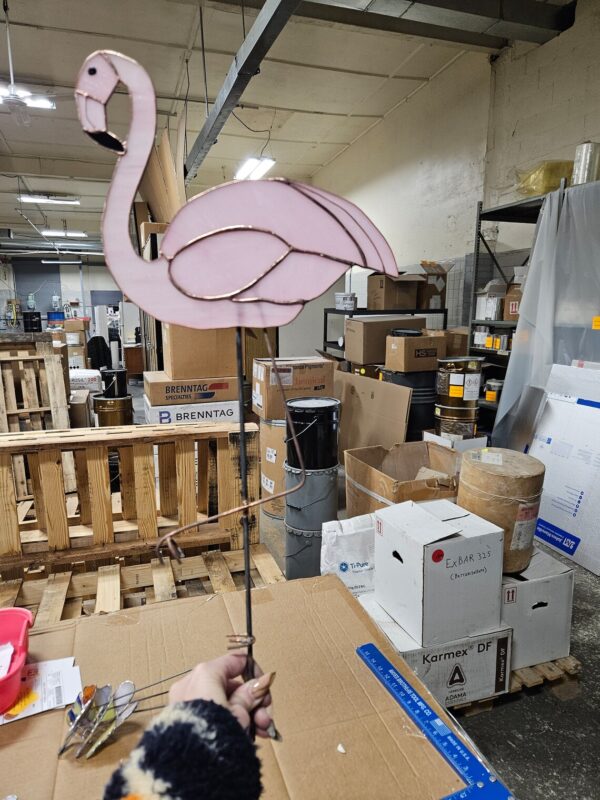 Jumbo Stained Glass Pink Flamingo Garden Stake - Image 5