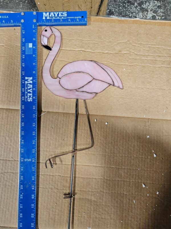 Jumbo Stained Glass Pink Flamingo Garden Stake - Image 4