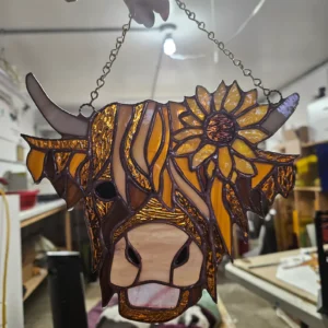 Highland Cow with Sunflower