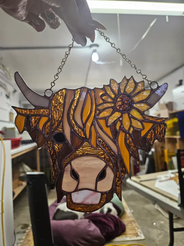 Highland Cow with Sunflower