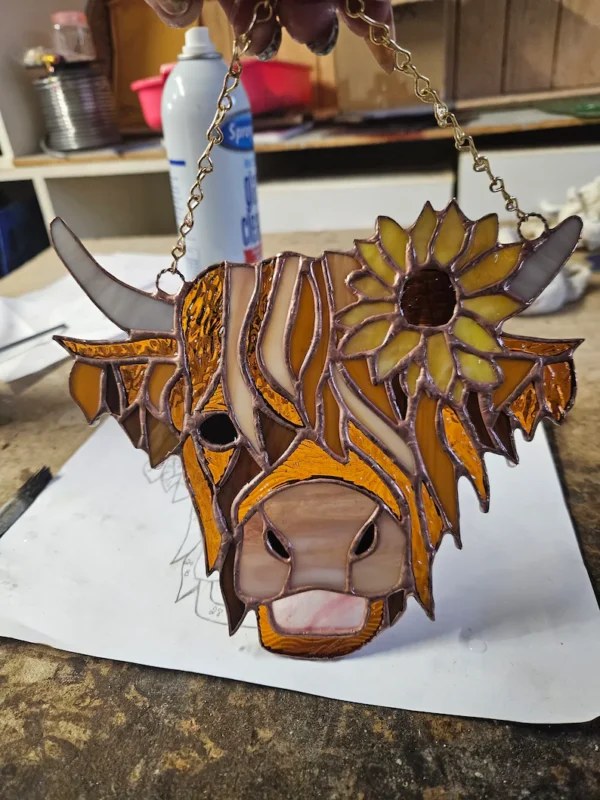 Highland Cow with Sunflower - Image 2